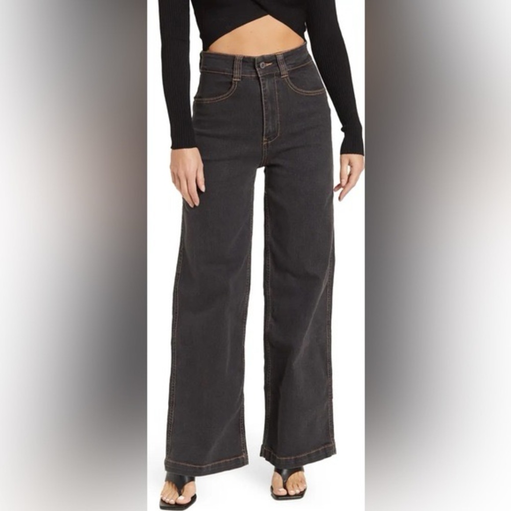 Weworewhat Dark Wash Wide Leg Jeans